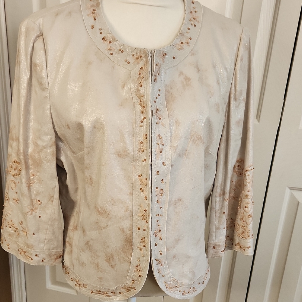 Reba, Embroidered Cream Jacket, Size 14